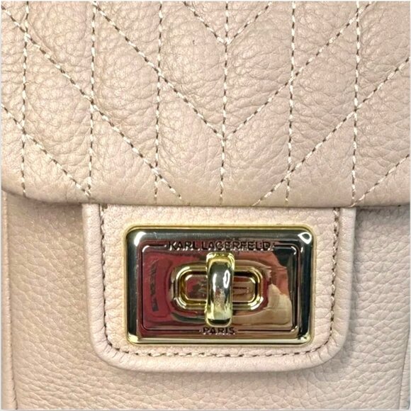 Karl Lagerfeld Paris Agyness Leather Turnlock Crossbody Bag - NWOT - Picture 4 of 17